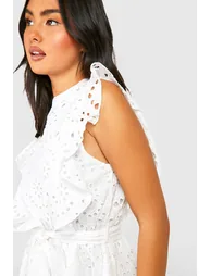 Broderie Ruffle Playsuit - white - 3