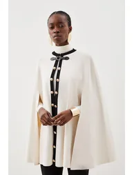 Viscose Blend Military Trim Knitted Cape