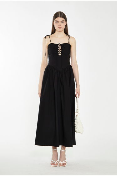 Black A-Line Maxi Evening Dress