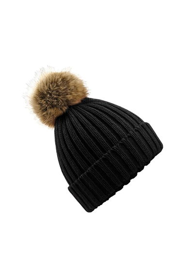 Beechfield Unisex Cuffed Design Winter Hat - Black