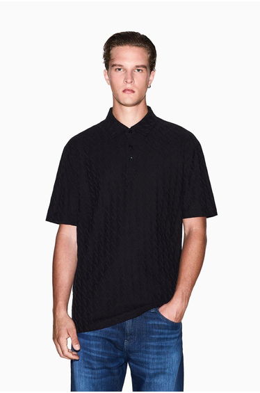 All Over Print Polo Monogram Logo Black