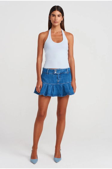 Dilvin Ribbed Halterneck Sleeveless Blouse