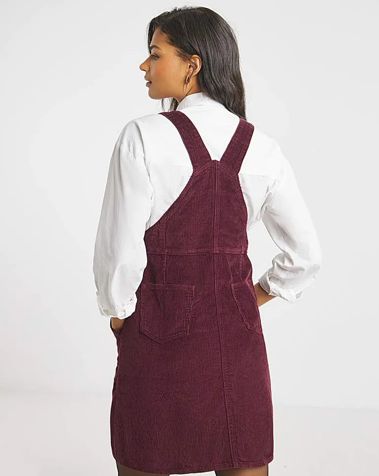 burgundy dungaree dress Burgundy Pinafore Dress Outfit
