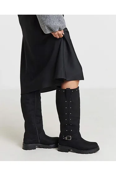 Studded Biker Boots Extra Wide SC