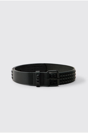PU Matte Studded Belt - black