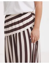 Chocolate Stripe Asymmetric Skirt - 2