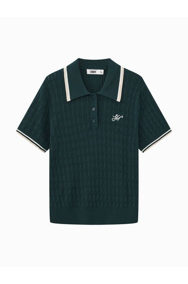 Women's Knit Polo Collar Top