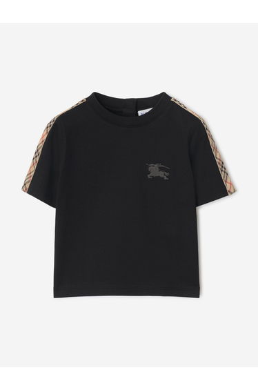 Burberry Baby Boys Cedar Check Tape T-Shirt in Black
