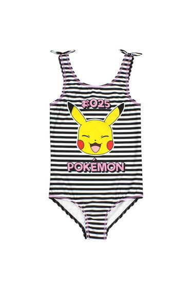 Pokemon Girls Pikachu One Piece Swimsuit - Black/White/Pink