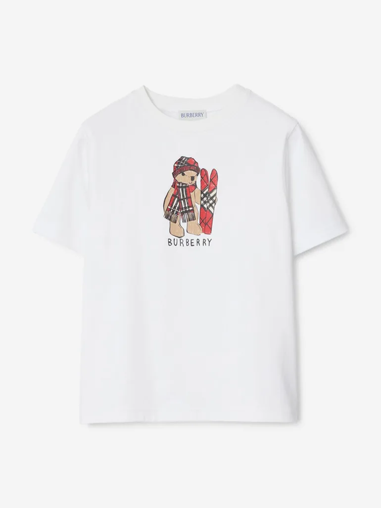 Burberry Girls Cedar Ski Bear T-Shirt in White - 1
