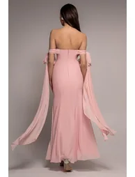 Multiway Cape Chiffon Sweetheart Maxi Dress - Blush Pink by Goddiva - 1