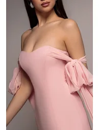 Multiway Cape Chiffon Sweetheart Maxi Dress - Blush Pink by Goddiva - 5