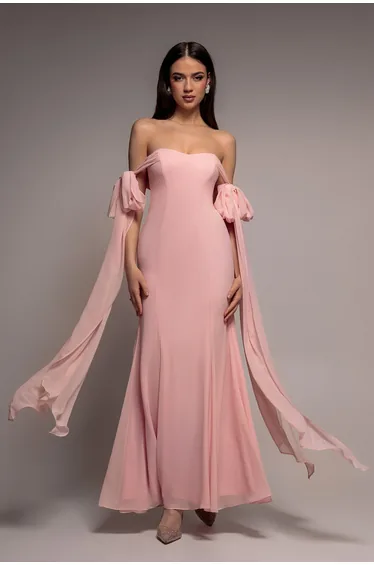Multiway Cape Chiffon Sweetheart Maxi Dress - Blush Pink by Goddiva
