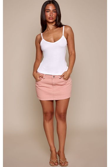 Petite Pink Low Rise Micro Mini Denim Skirt