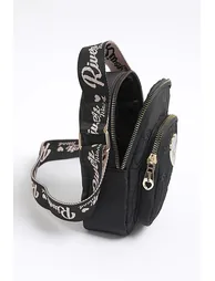 Girls Black Nylon Ri Heart Cross Body Bag - 3