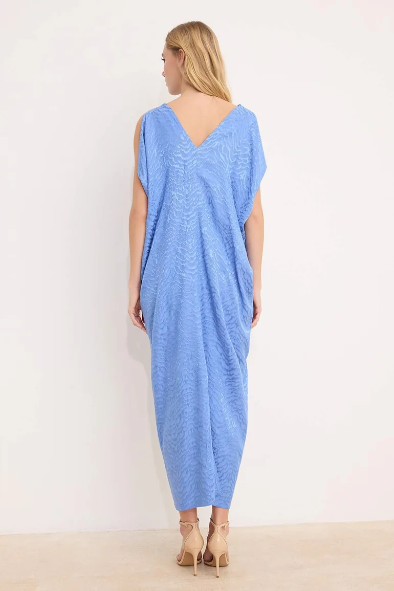 فستان ترينديول موديست جينز أزرق ماكسي بقصة مستقيمة بأكمام طويلة - 1