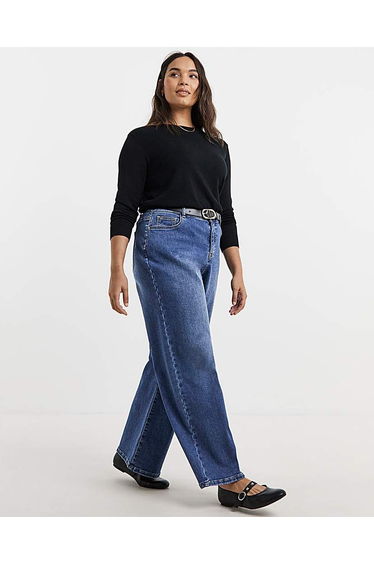 Mid Wash Wide Leg Cosy Jeans