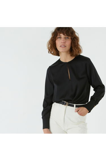 Satin Crew Neck Blouse