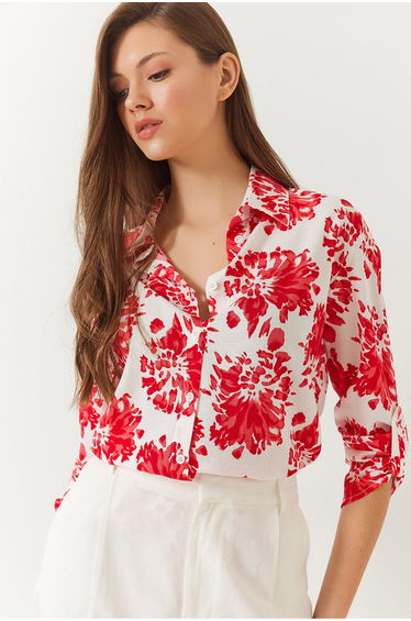 Women's Floral Patterned Fit Cut Shirt