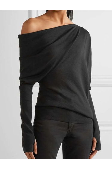 Urban Asymmetric One-Shoulder Long Sleeves T-Shirt Top