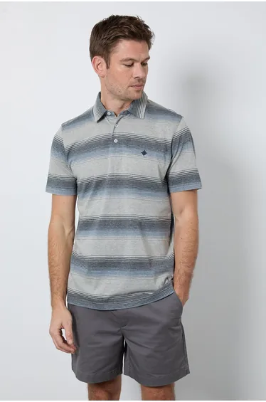 Blue Variegated Stripe Polo Shirt
