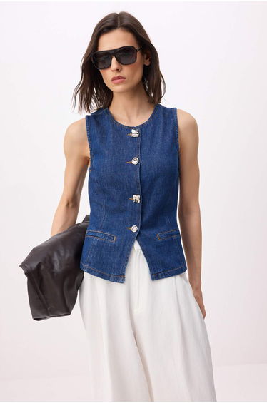 Mavi Fitted 100% Cotton Denim Vest