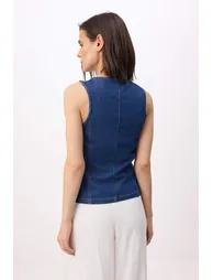 Mavi Fitted 100% Cotton Denim Vest - 3