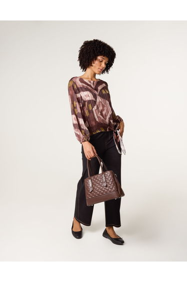 Tie Knot Metallic Chiffon Blouse