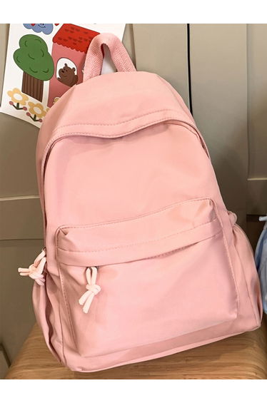 Solid Zip Closure Backpack