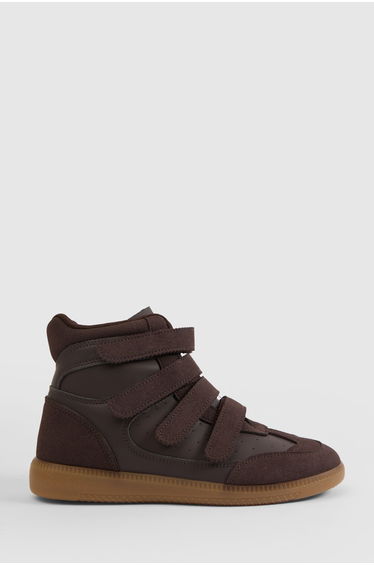 Wedge Adjustable Strap Trainers - chocolate