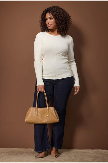 Mercerized bone look premium yarn/special yarn drape/ruched detail knit sweater