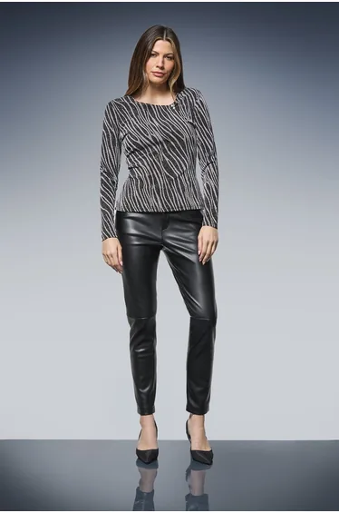 Abstract Metallic Jersey Bar Detail Top
