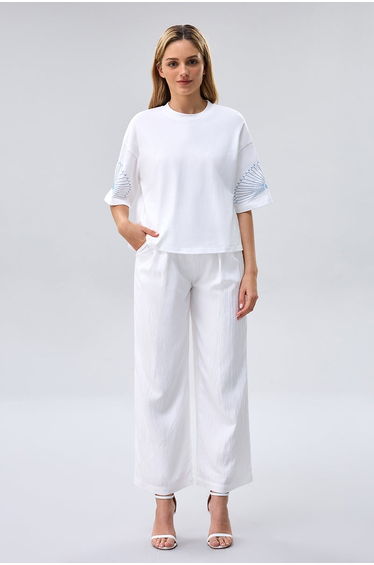 Wide Leg Straight Trousers