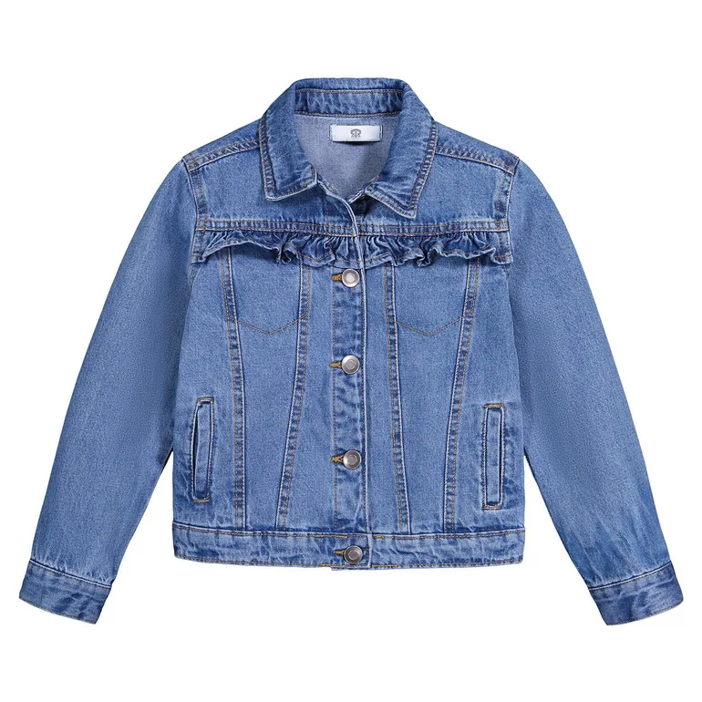 Denim Ruffle Buttoned Jacket - 1