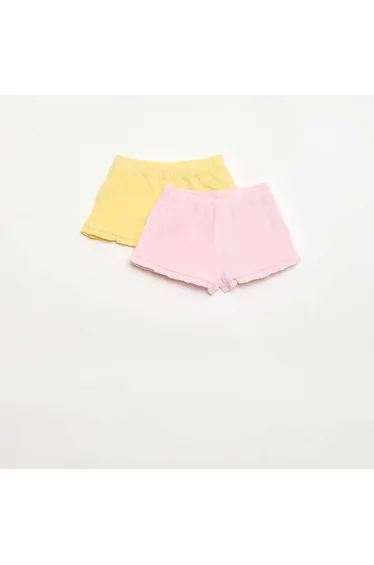 2-pack of plain ruffled terry shorts YELLOW