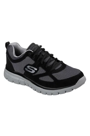 Skechers Mens Burns Agoura Trubuck Leather Trainers - Black/Grey