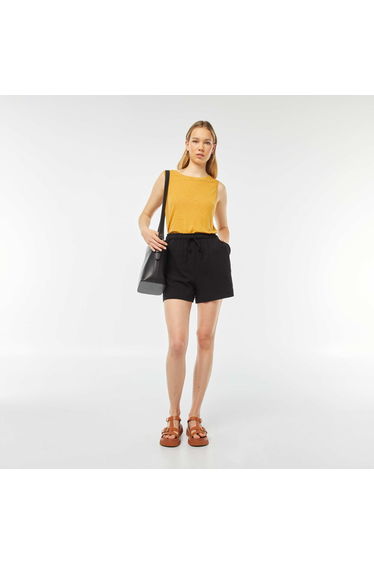 Lightweight shorts with ties BLACK