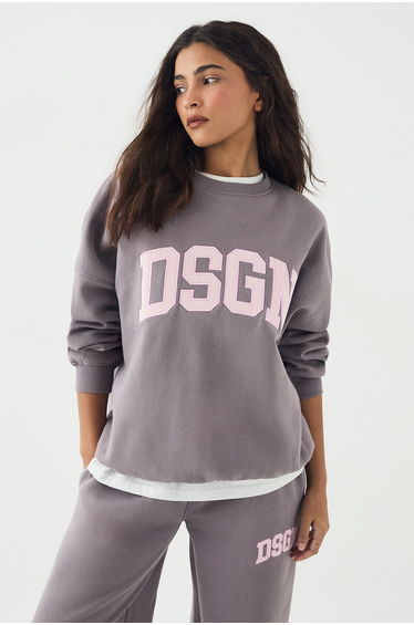 DSGN Studio Cord Applique Oversized Sweatshirt - mauve