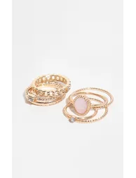 Gold Mixed Textured Ring 8 Pack