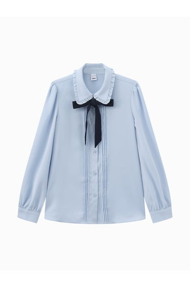 Women's Ruffle Tie Neck Shirt