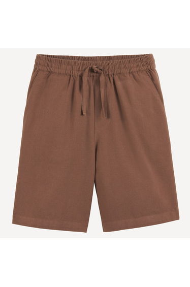 Cotton/Linen Elasticated Waist Bermuda Shorts
