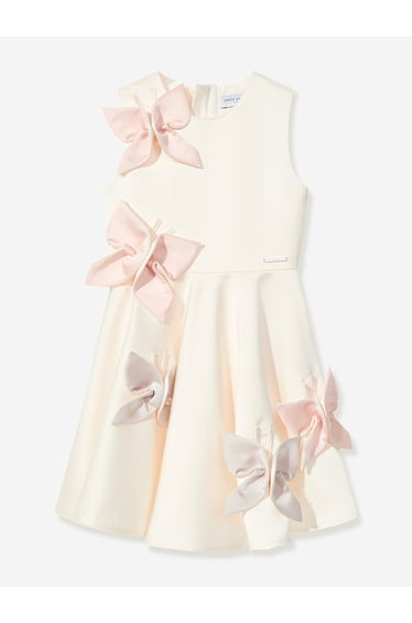 Jessie And James Girls Satin Butterfly Dress in Ivory