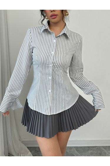 Striped Button Up Long Sleeve Shirt