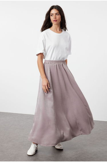 Lilac Relaxed Unlined Plain Weave Skirt