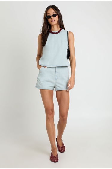 Tall Denim Mini Short - super pale wash