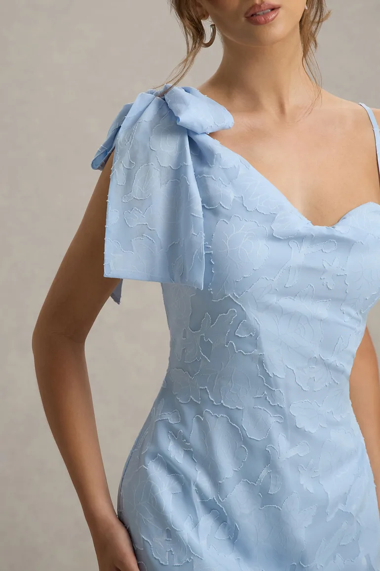 Chyna | Light Blue Cowl-Neck Maxi Dress With Bow Strap Club L
