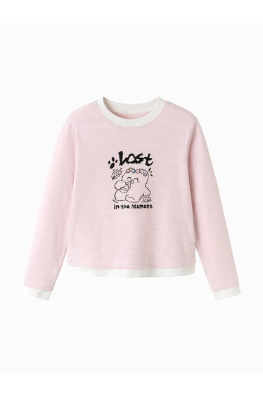 Girls' Long Sleeve T-shirt with Front Print