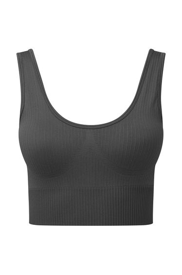 TriDri Womens/Ladies Multisport Ribbed Seamless 3D Bra - Charcoal