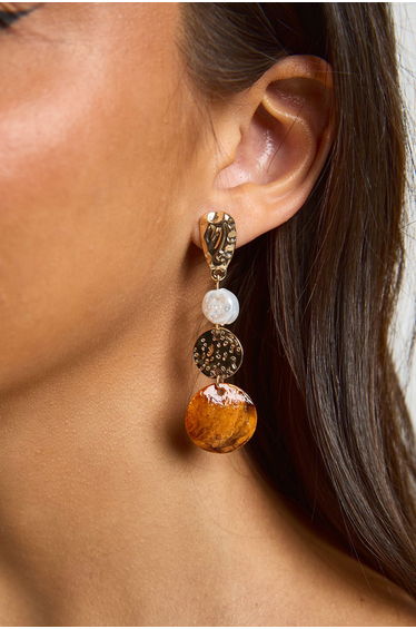 Hammered Gold Drop Earrings - gold