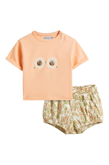 Girls Embroidered T-Shirt and Shorts Set